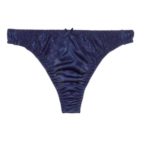 【Tバック】プレーンレースリボンTバックショーツ単品(ネイビー-M)