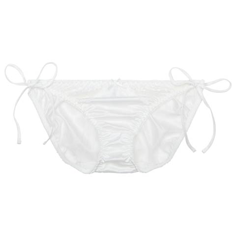 プレーンレースリボンサイド紐フルバックショーツ単品(ホワイト-M)