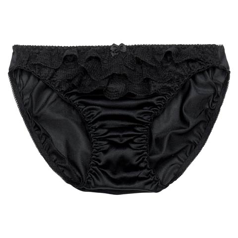 11/8再販!ガーリーフリルレースサニタリーショーツ(ブラック-M)