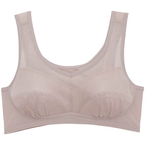 3/11新作!【ノンワイヤー】シアードット速乾ハーフトップ単品(ブラウン-M)