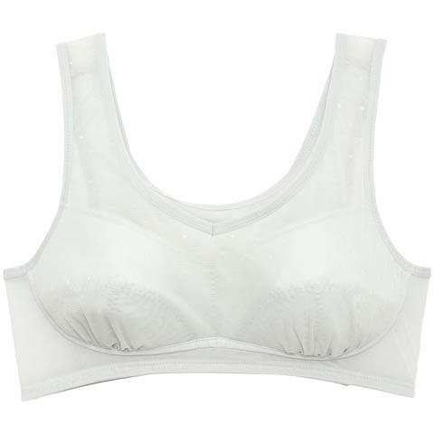 3/11新作!【ノンワイヤー】シアードット速乾ハーフトップ単品(グレー-M)