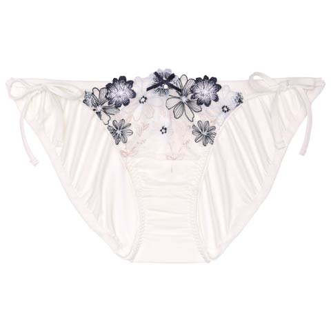 8/15新作!ブルーミングフリルチュールサイド紐フルバックショーツ単品[おそろいショーツ](オフホワイト-M)