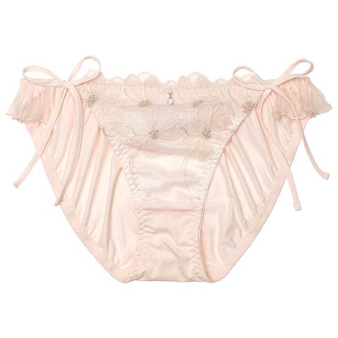 10/15新作!ユーフォリアフラワープリーツサイド紐フルバックショーツ単品[おそろいショーツ](ピンク-M)