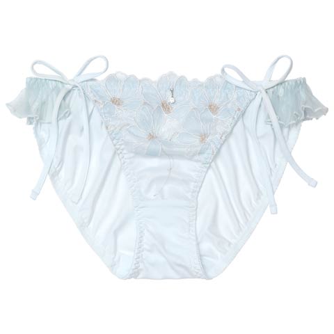 10/15新作!ユーフォリアフラワープリーツサイド紐フルバックショーツ単品[おそろいショーツ](サックス-M)