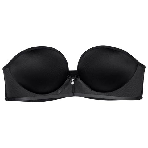 10/11再販!サテンリボンチャームチューブブラジャー単品(ブラック-S)