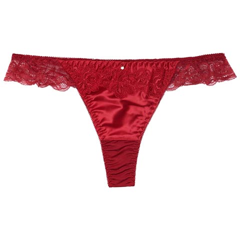 10/3再販!【Tバック】サイドレースブルームTバックショーツ単品(レッド-M)