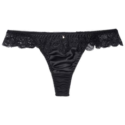 10/3再販!【Tバック】サイドレースブルームTバックショーツ単品(ブラック-M)