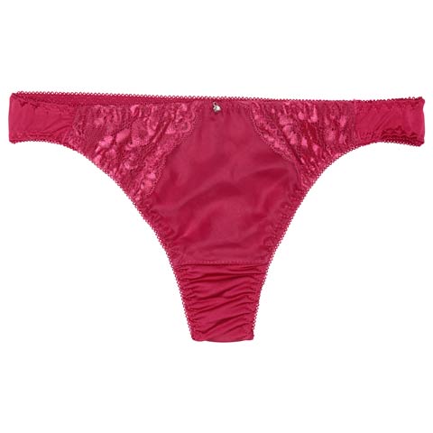 8/18新作!【Tバック】シックサテンレースTバックショーツ単品(レッド-M)