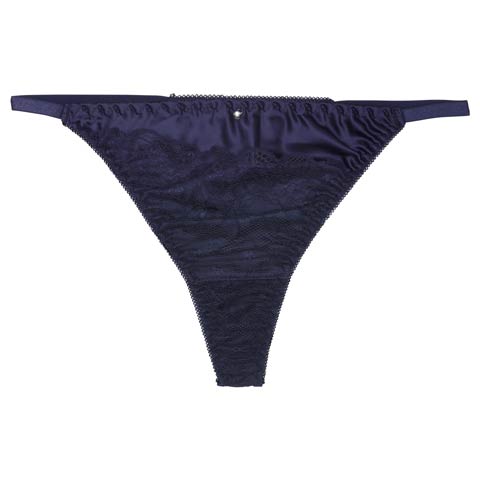 8/18新作!【Tバック】レースサテンストリングバック透けTバックショーツ単品(ネイビー-M)