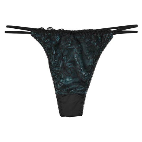 セクシーメッシュレースフラワーTバックショーツ単品(グリーン-M)