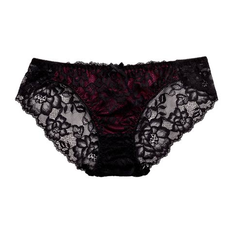 ラグジュアリーリボンレースバック透けフルバックショーツ単品[おそろいショーツ](ワインレッド-M)