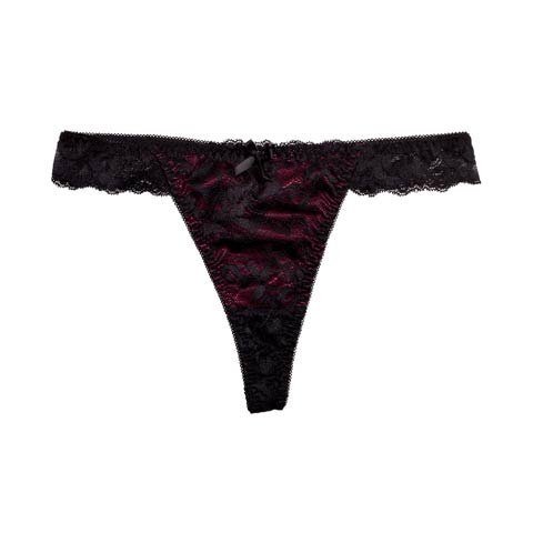 ラグジュアリーリボンレースバック透けTバックショーツ単品[おそろいショーツ](ワインレッド-M)