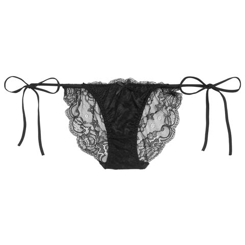 ダスティーサテンクロスレーシィサイド紐バック透けフルバックショーツ単品[おそろいショーツ](ブラック-M)