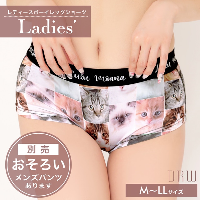 キャットプリントレディースボーイレッグショーツ単品