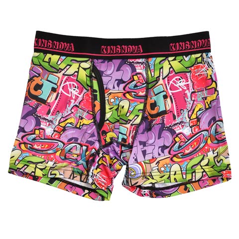 グラフィティプリント男性用ボクサーパンツ(ミックス-M)