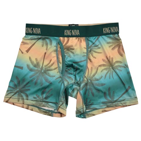 パームツリープリント男性用ボクサーパンツ(グリーン-M)