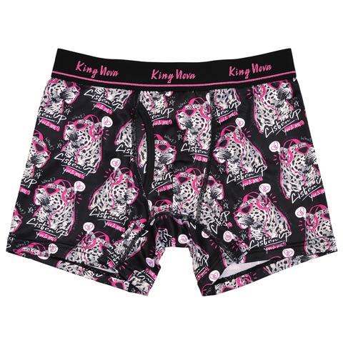 モノトーンレオパードプリント男性用ボクサーパンツ(ブラック-M)