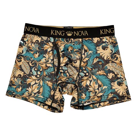 クラシックボタニカルプリント男性用ボクサーパンツ(グリーン-M)