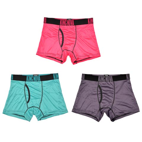 【3点セット】ワンカラーロゴプリント男性用ボクサーパンツ(ミックス-M)