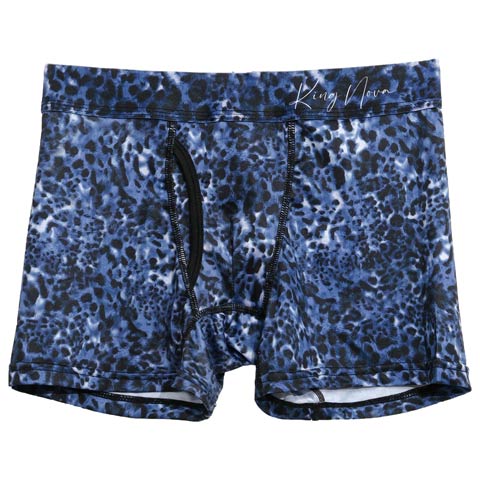 ディープレオパードプリント男性用ボクサーパンツ(ブルーレオパード-M)