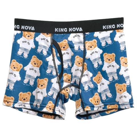 カジュアルベアプリント男性用ボクサーパンツ[1/17新作](ブルーベア-M)