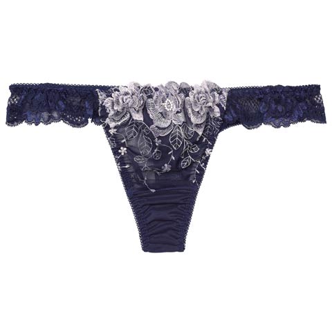 2/19再販!【Tバック】ロマンティックベルローズTバックショーツ単品[おそろいショーツ](ネイビー-M)