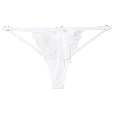 11/22再販!【Tバック】フロントレースバックコードTバックショーツ単品(ホワイト-S)