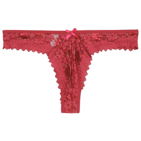 シアーブルーム総レースTバックショーツ単品(レッド-S)