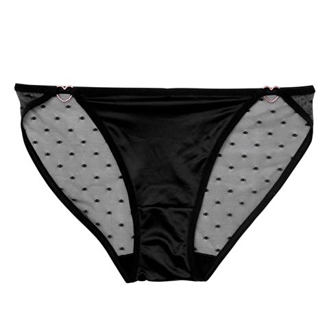 8/18新作!ドットシアーハートリングバック透けフルバックショーツ単品(ブラック-M)