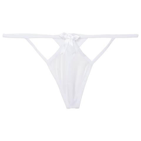 8/15新作!フロントカットリボンストリングTバックショーツ単品(ホワイト-S)