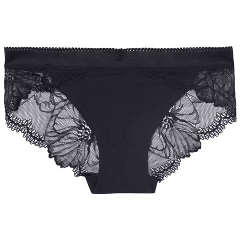 8/18新作!レーシィディープフラワーバック透けフルバックショーツ単品(ブラック-S)