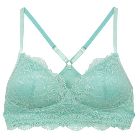8/4新作!【ノンワイヤー】ナチュラルレースフルハーフトップ単品(ターコイズブルー-S)