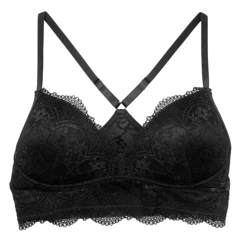 8/4新作!【ノンワイヤー】ナチュラルレースフルハーフトップ単品(ブラック-S)