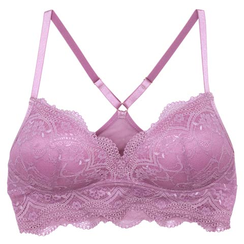 8/4新作!【ノンワイヤー】ナチュラルレースフルハーフトップ単品(パープル-S)