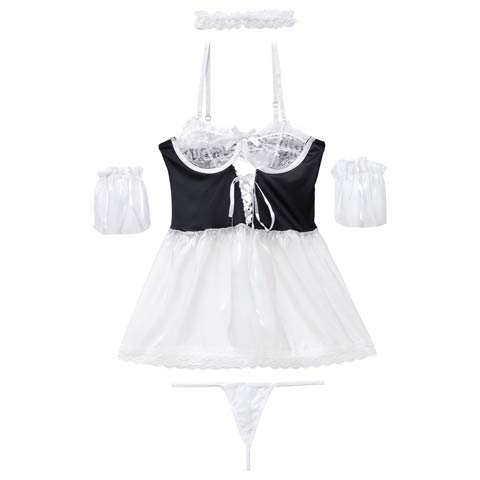 10/21再販![4点セット]ドーリーメイド風コスプレランジェリー(ブラック-S)