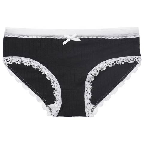10/15新作!バイカラーキュートレースフルバックショーツ単品(ブラック-M)
