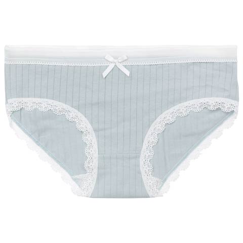 10/15新作!バイカラーキュートレースフルバックショーツ単品(サックス-M)