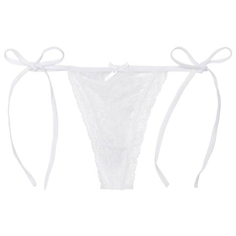 1/16新作!ヌーディーレースサイド紐バック透けTバックショーツ単品(ホワイト-S)