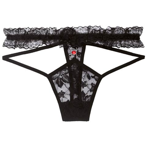 4/8新作!ビジューストリングレースTバックショーツ単品(ブラック-フリー)