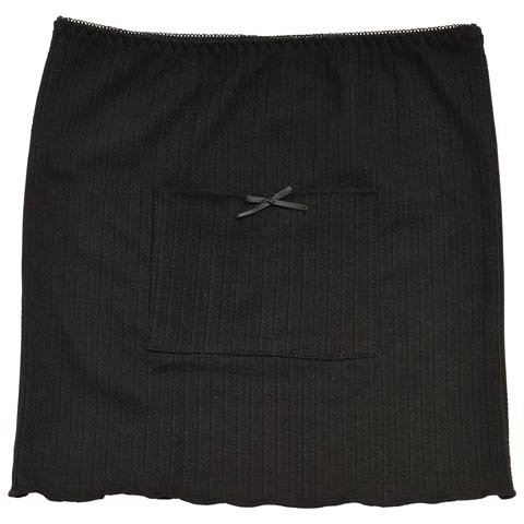 ワンカラーリボンポケット付きウエストウォーマー(ブラック-M-L)