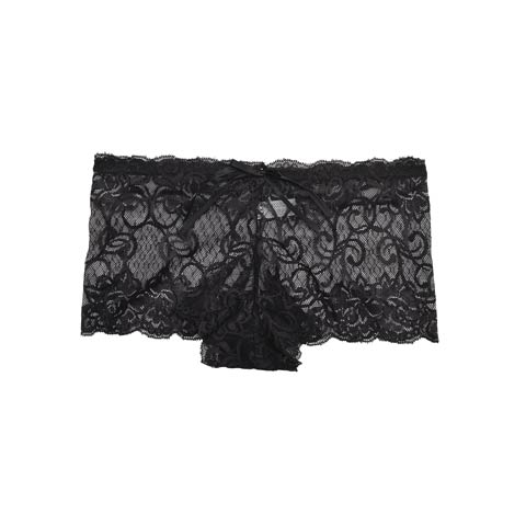 ボタニカルプレイドシアーレースフルバックショーツ単品(ブラック-フリー)