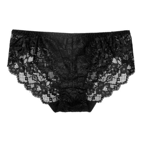 7/7新作!エレガントフラワーレーシィバック透けフルバックショーツ単品(ブラック-M)