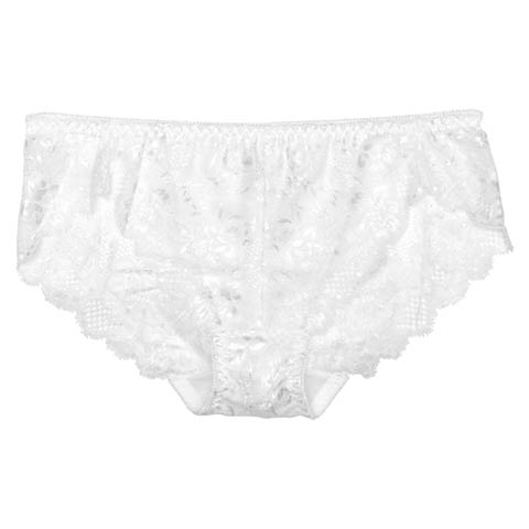 7/7新作!エレガントフラワーレーシィバック透けフルバックショーツ単品(ホワイト-M)