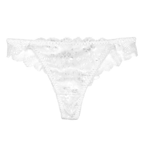 11/18再販!フラワースカラップレーシィバック透けTバックショーツ単品(ホワイト-M)