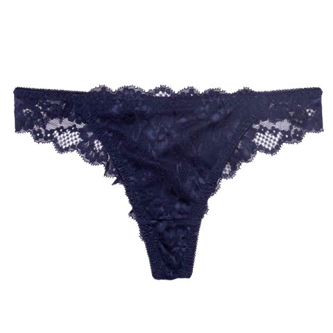 11/18再販!フラワースカラップレーシィバック透けTバックショーツ単品(ネイビー-M)