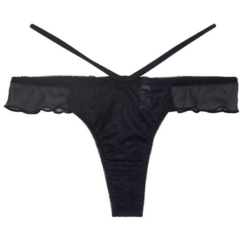 【Tバック】ラグジュアリーチュールカップTバックショーツ単品[おそろいショーツ](ブラック-M)