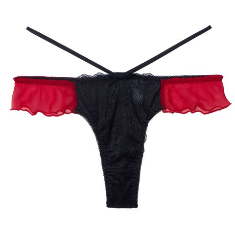 【Tバック】ラグジュアリーチュールカップTバックショーツ単品[おそろいショーツ](レッド-M)