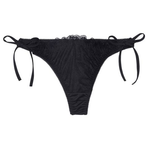 6/30新作!【Tバック】スカラップレースサイド紐Tバックショーツ単品(ブラック-M)