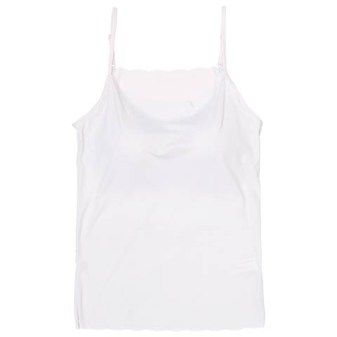 7/23新作!カップ付きスカラップシームレスキャミソール(ホワイト-M)