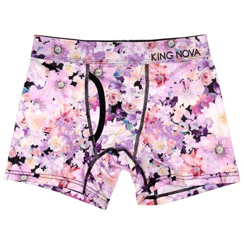 7/23新作!フラワーガーデンプリント男性用ボクサーパンツ(パープルフラワー-M)